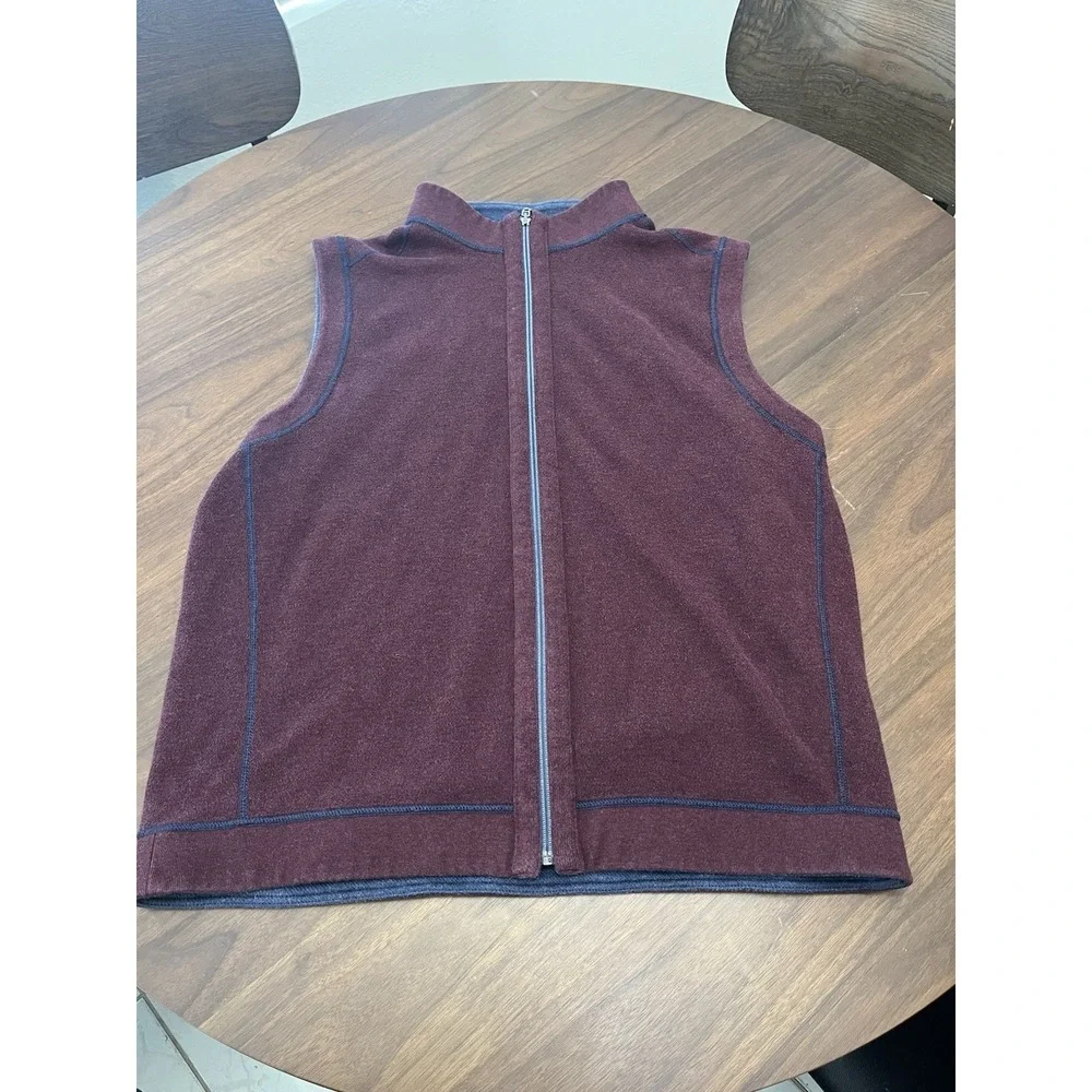 Tommy Bahama Vest Mens 2XL Blue Red Reversible Full Zip Sleeveless Sweater Knit